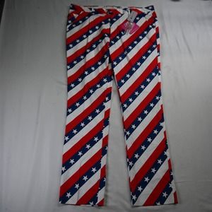 NEW Royal & Awesome 44 x 34 Pars & Stripes 4th‎ July America USA Mens Golf Pants